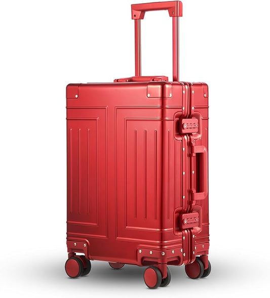All Aluminum Carry On Luggage，Cut from Whole Aluminum Sheet，22x14x9 Airline Approved ，（3rd Generation，Premium All metal zipperless suitcase ） (red, 20inch)