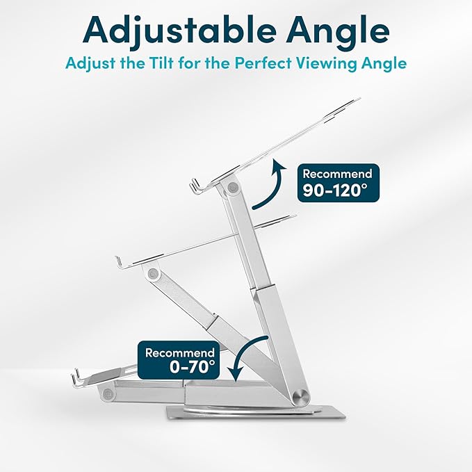 Lifelong 360 Rotating Ergonomic Laptop Stand for Desk, Laptop Riser with Swivel Base, Adjustable Computer Stand for 10-17" MacBook Pro & All Laptops- Portable Standing Desk Converter- Height 16"