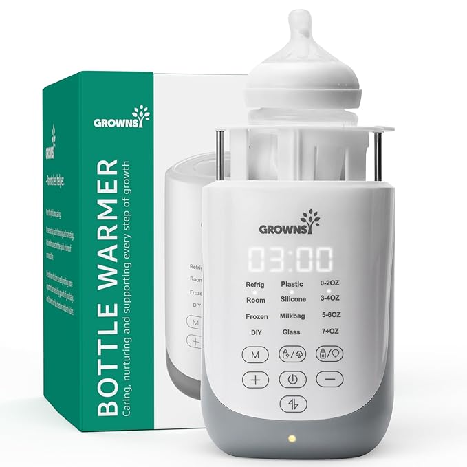 GROWNSY Nutri Bottle Warmer with Innovative Auto-Lift Feature, 10-in-1 Fast Baby Bottle Warmer with Night Light, Retain Nutrients Milk Warmer for Breastmilk&Formula