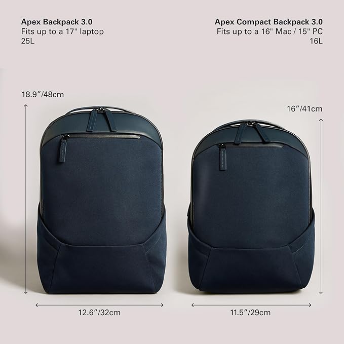 Troubadour Apex Backpack 3.0-25L Premium Laptop Backpack - Ergonomic & Water Resistant - Designed for Work and Travel - Navy
