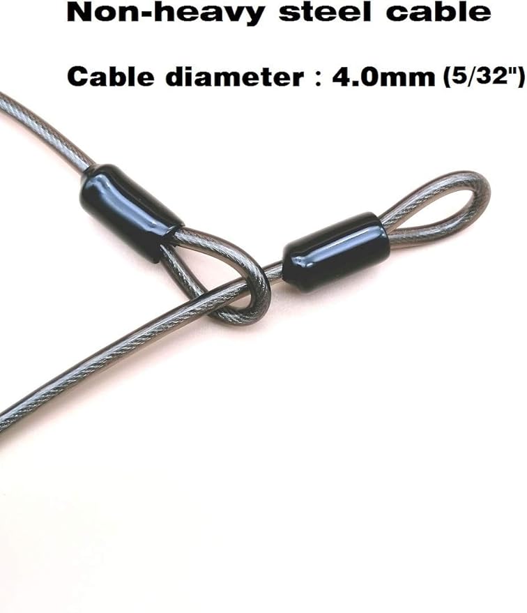 4mm Thick(5/32') 7FT Security Braided Coated Steel Cable Lock with Double Loop