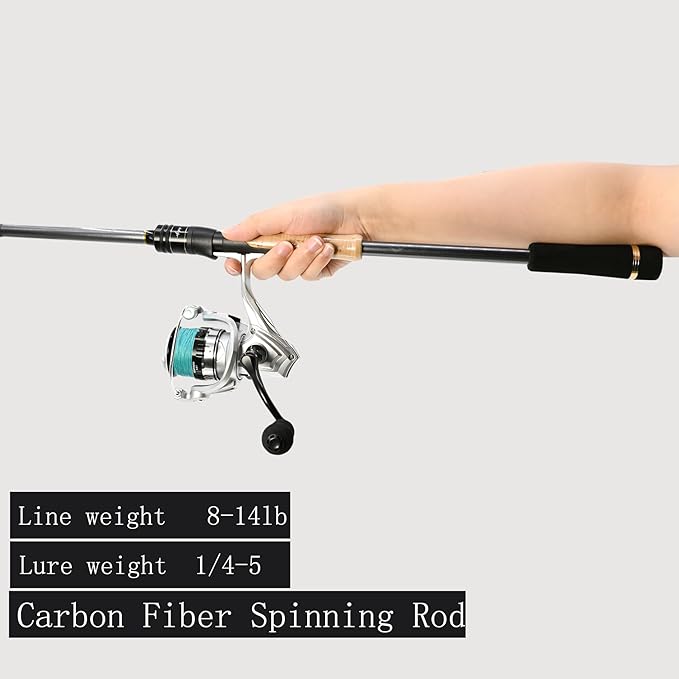 Travel Fishing Pole Combo， 4 Piece Carbon Fiber Spinning Rod Spinning Reel 7ft Braided Line Fishing Carrier Bag for Travel Saltwater Freshwater