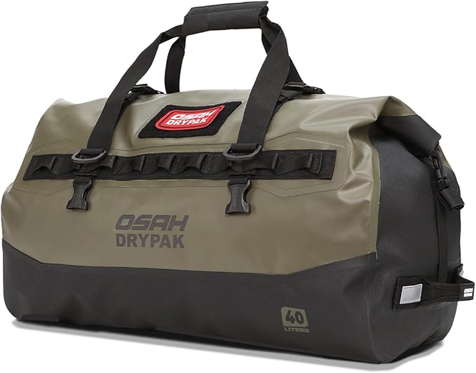 Waterproof Duffel Bag - Motorcycle Dry Bag 40L Tail Bag with Large Storage Space, Waterproof Duffle Bags with Outer Mesh Zipper Pocket for Camping, Kayaking, Fishing & Traveling-Green