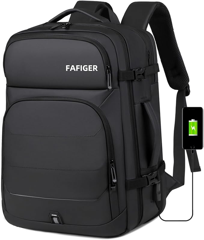 Travel Backpack for Men & Women - 40L Expandable Carry-On Backpack, TSA Approved 16 Inch Laptop, Weekend Outdoor Essentials, Airline Flight Approved, Black