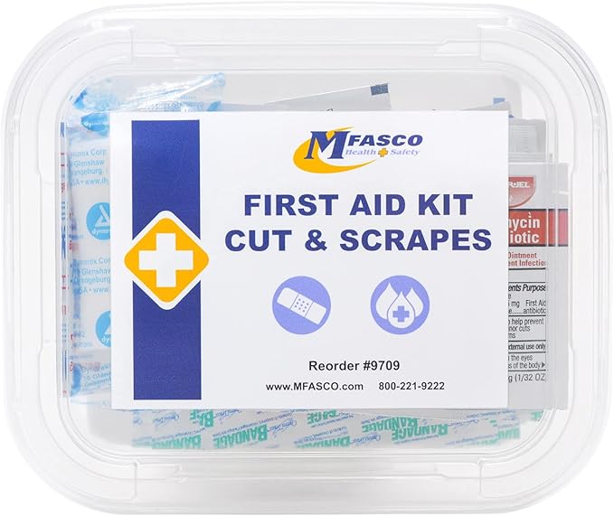 MFASCO Personal Cuts & Scrapes -First Aid Kit Disposable - Mini Travel Size - Compact Medical Kit for Car, Hiking, Camping - Portable, Refillable - Ideal for Parents, Teachers, On-The-Go Use