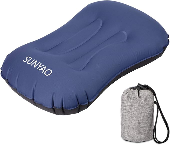 SUNYAO Ultralight Inflatable Camping Pillows - Compressible, Compact, Inflatable, Comfortable, Ergonomic Pillow for Neck & Lumbar Support While Camping,Backpacking,Hiking