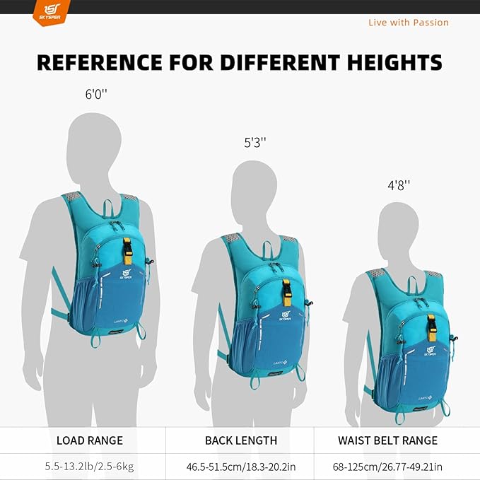 SKYSPER Small Hiking Backpack - 15L Travel Daypack Lightweight Bag Water Resistant Hiking Backpacks for Women Men(Blue)