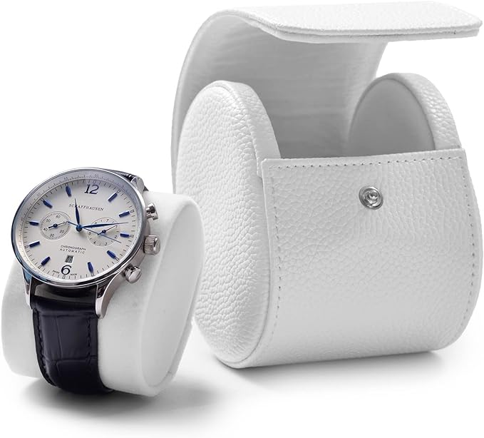 Oirlv Luxury Leather Travel Watch Case Portable Jewelry Watch Storage Roll Organizer(White)