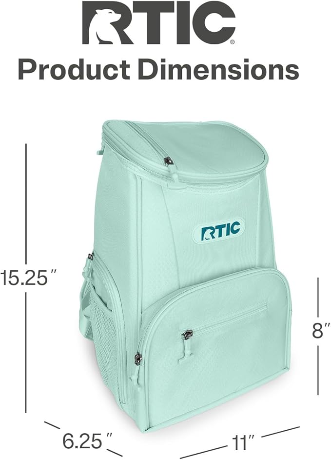 RTIC 15 Can Lightweight Backpack Cooler Soft Insulated Portable Bag for Lunch, Beach, Drink, Beverage, Travel, Camping, Picnic, Car, Hiking,