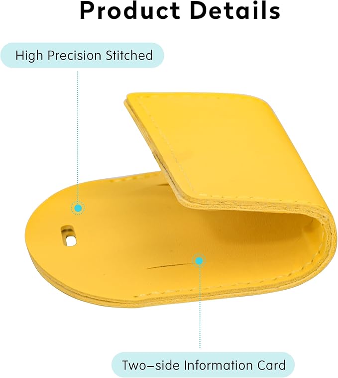 4-Piece Luggage Tags for Suitcase Travel Bag Labels Privacy Protection Luggage Tag for Baggage PVC Baggage ID Label Tags Yellow