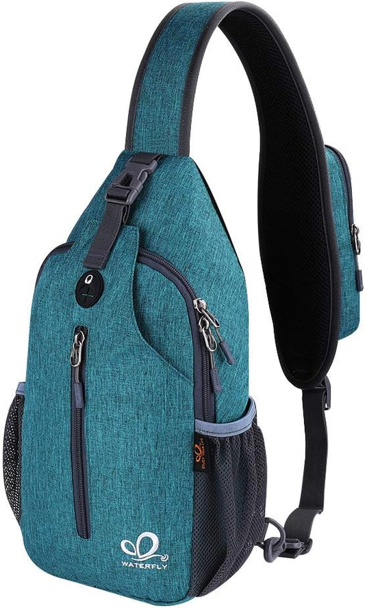 WATERFLY Crossbody Sling Backpack Sling Bag Travel Hiking Chest Bag Daypack