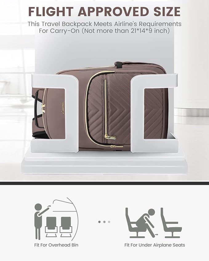 LOVEVOOK Laptop Backpack for Women, Large Capacity Travel Computer Work Bag with 17-inch Laptop Compartment, Business Nurse Backpack Purse, Hiking Outdoor Carry On Backpack, Brown