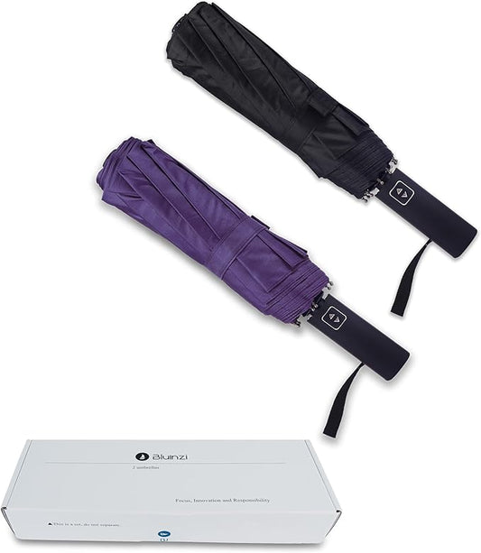 46 Inch Compact Umbrellas for Rain - Travel Small Umbrella - Automatic Folding Umbrella - Windproof Portable Umbrella, Double 10-rib