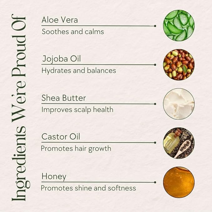 Natural Shampoo for Hair Care, Sulfate Free Shampoo with Castor Oil, Honey, Biotin, Glycerin, Aloe Vera & Mild Thickening Agent, Unscented, Dry to Color Treated to All Hair, 13.5 fl oz