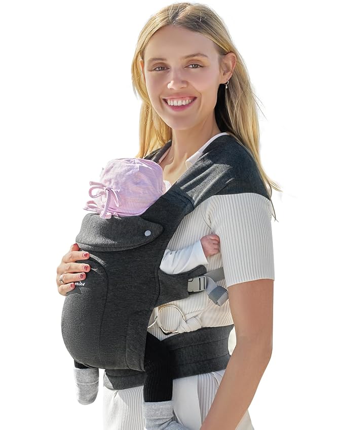 GROWNSY Baby Carrier Newborn to Toddler, Cozy Baby Wraps Carrier, Ergonomic Baby Carrier with Head Support, Deep Gray