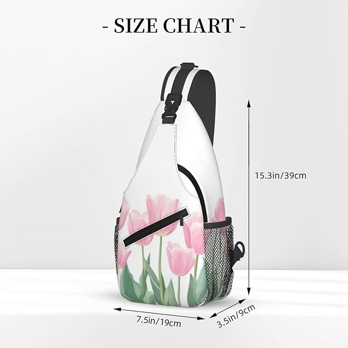 SUPLUCHOM Sling Bag Tulip Flower Hiking Daypack Crossbody Shoulder Backpack Travel Chest Pack for Men Women