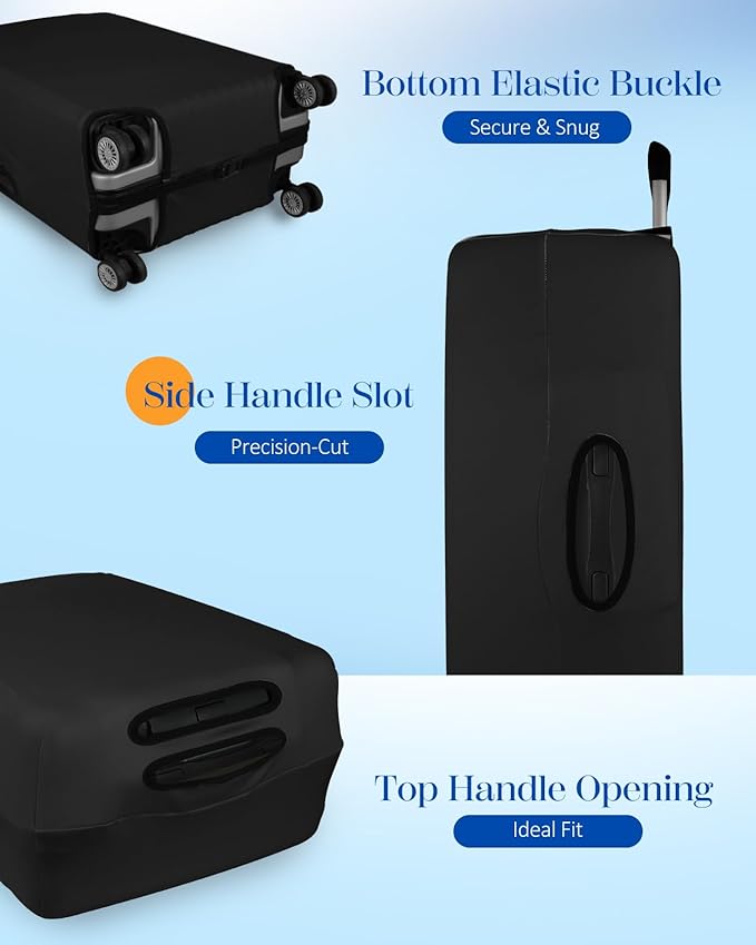 Slohif Luggage Cover for Suitcase Tsa Approved Protector - Luggage Sleeve Suit Case Cover Travel Stretch Large Baggage Case Protective Washable Fit 26-28 Inch Black