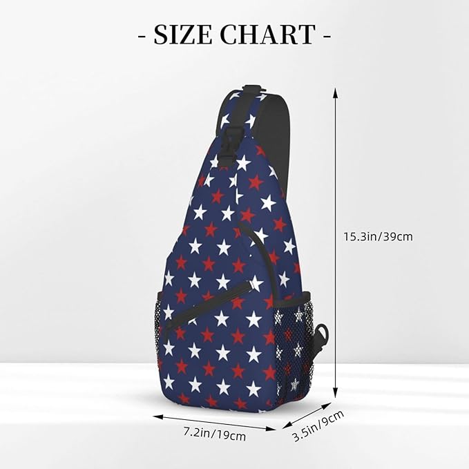 SUPLUCHOM Sling Bag American Flag Red White Star Hiking Daypack Crossbody Shoulder Backpack Travel Chest Pack for Men Women