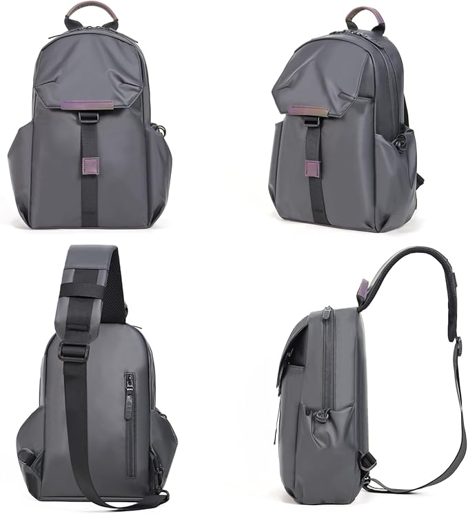 Crossbody Messenger Bag for Women Men Travel Backpack Convertibale Sling Bag Travel Hiking Daypack，Water-Resistant (gray, small)