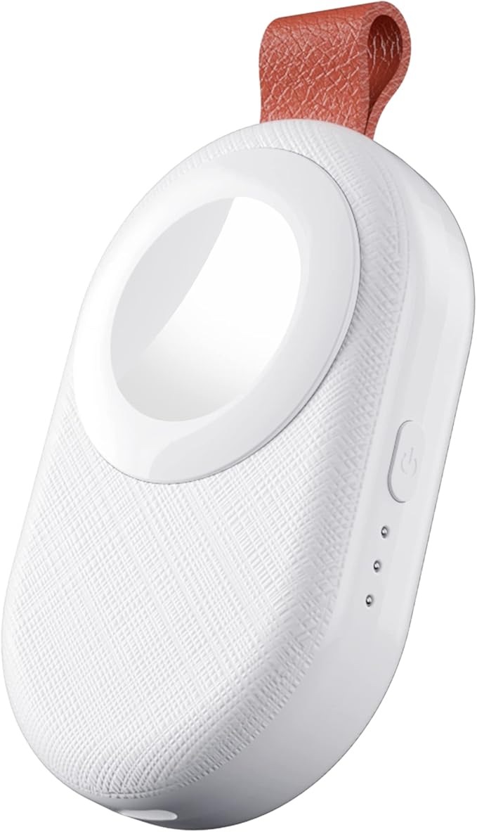 PZOZ Portable Apple Watch Wireless Travel Charger, 1200mAh Power Bank iWatch Fast Charging with Keychain Car, Adapter Compatible with Series Ultra 10 9 8 7 6 5 4 3 2 SE (White)