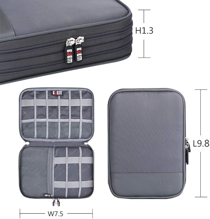 Electronic Cable Organizer Bag - Portable Travel Double Layers Electronic Digital Accessories Storage Pouch Bags for SD Card Case, USB Flash Drive,Charging Cords, USB Charger, Mini Tablet