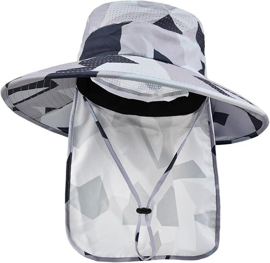 Sun Hats for Men Women Fishing Hat UPF 50+ Breathable Wide Brim Bucket Hats Summer UV Protection Safari Hat with Neck Flap