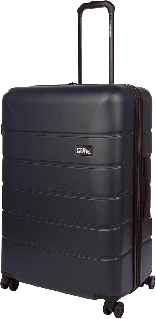 Eddie Bauer Glacier Checked 30" Luggage | Hardside | Spinner Wheels | Expandable | Lightweight | Travel Essentials - Storm Blue