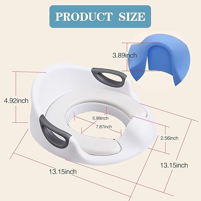 Potty Training Seat for Boys Girls Kids Toddlers Toilet Training Seat Potty Seat for Baby with Detachable Soft Cushion Sturdy Handle and Backrest (White)