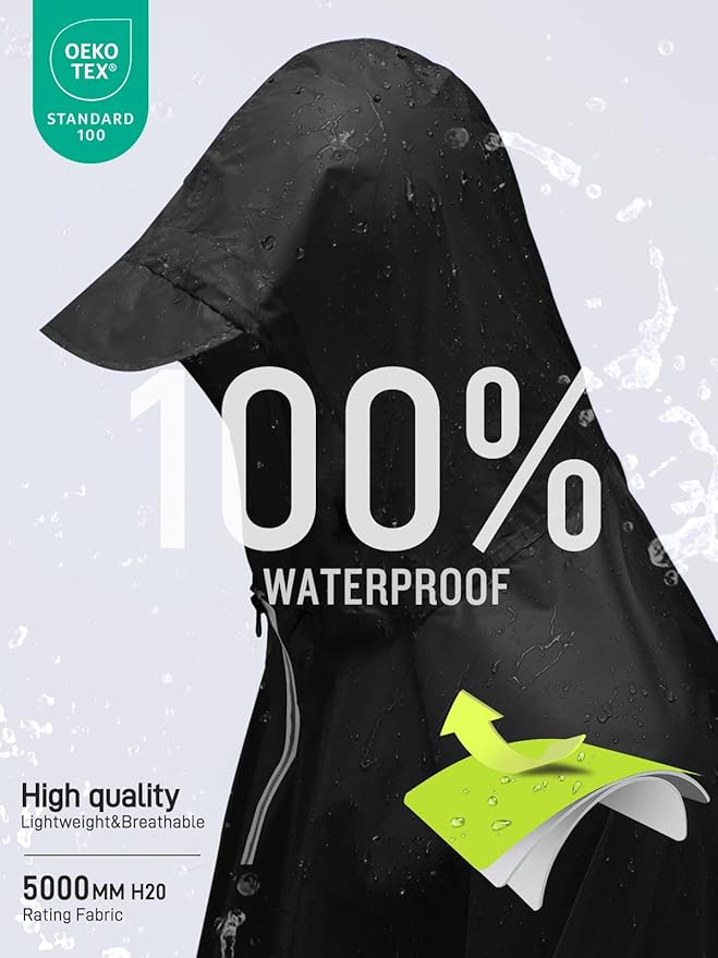 SaphiRose Hooded Rain Poncho Waterproof Raincoat Jacket for Men Women Adults
