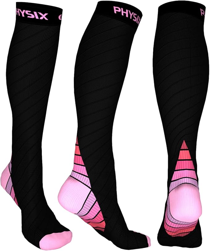 Physix Gear Compression Socks 20-30 mmHg - Men & Women - Running, Nurses, Shin Splints, Flight, Travel