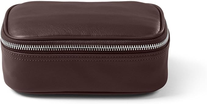 Leatherology Brown Small Travel Organizer - Zipped mesh storage pocket, elastic loops for organization, compact travel size