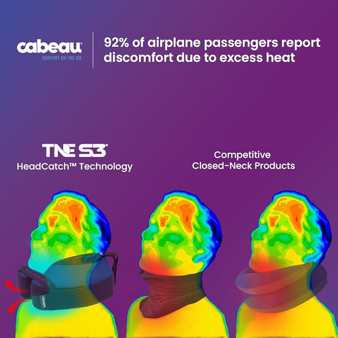 Cabeau Travel Neck Pillow for Airplanes – The Neck’s Evolution, TNE S3 – Supportive Memory Foam Design for Long Haul Flights – Attachable Seat Straps and 360° Support (Vegas Neon Yellow)