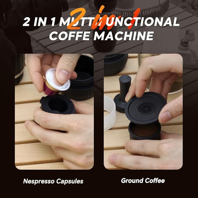 Portable Coffee Maker Travel Espresso Machine 120W Red Color, 19 Bar Pressure 7500mAh Rechargeable Battery Version Portable On the Go for Camping, Driving, Home and Office Travelling