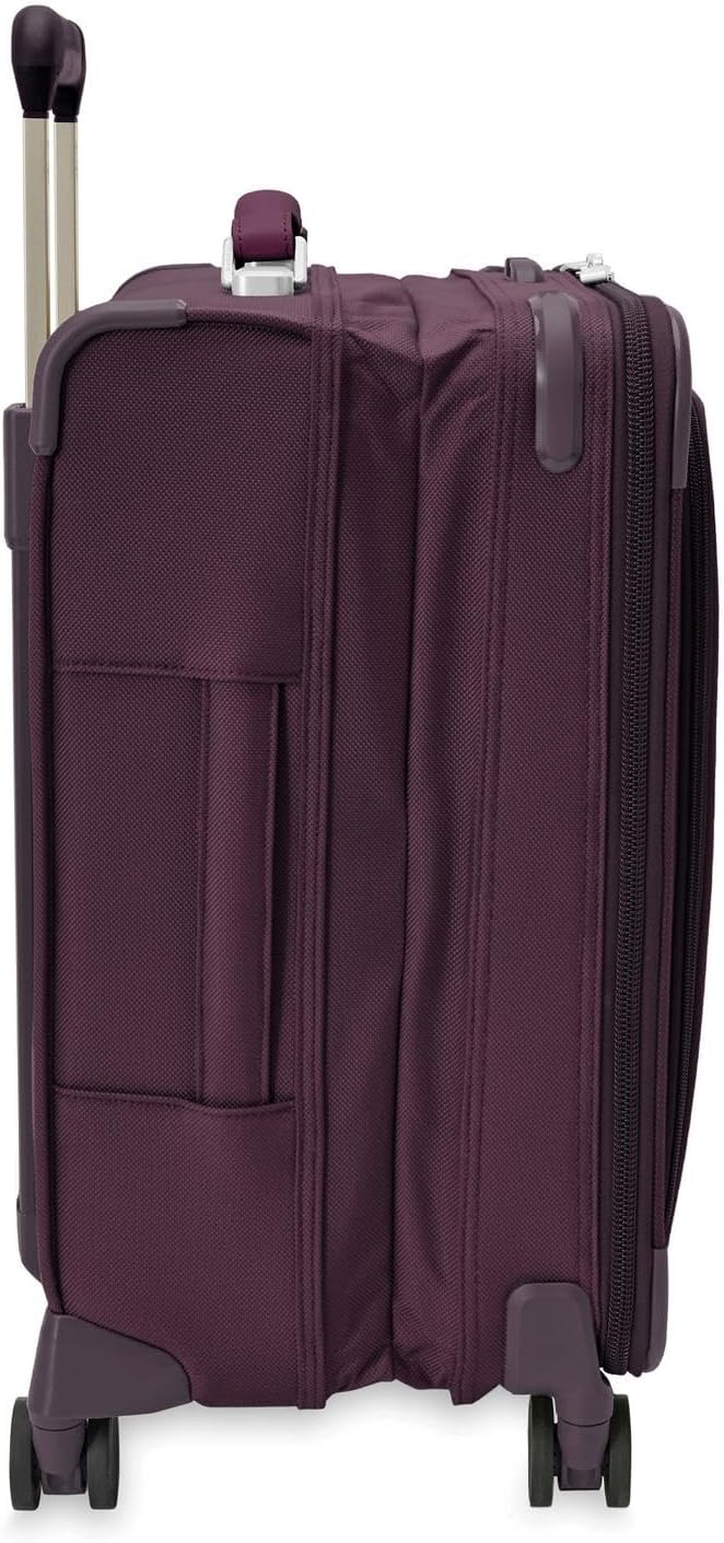 Briggs & Riley 21" Global Carry On Expandable Spinner - Luggage for International Travel, Suitcases with Wheels, Softside Rolling Bag for Men & Women, Self-Repairing Zipper - Baseline Collection, Plum