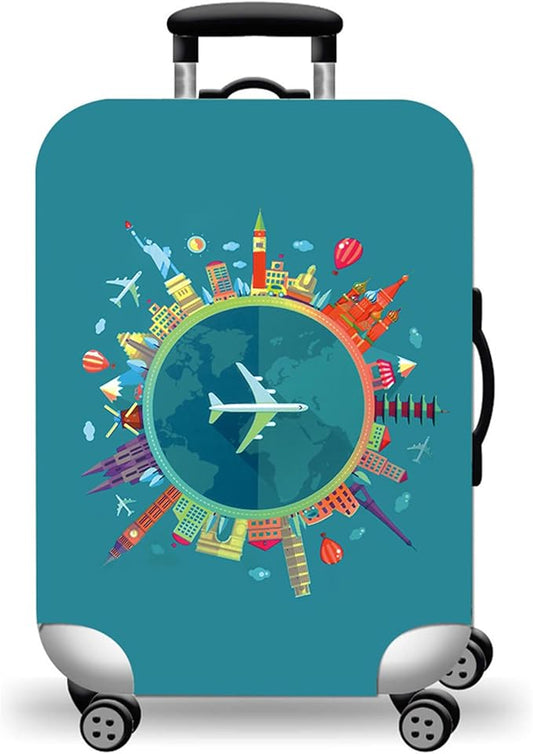 WUJIAONIAO Travel Luggage Cover Baggage Suitcase Cover Protector Skins 18-32 Inch (A15 Go Travel, XL (for 29-32 inch luggage))