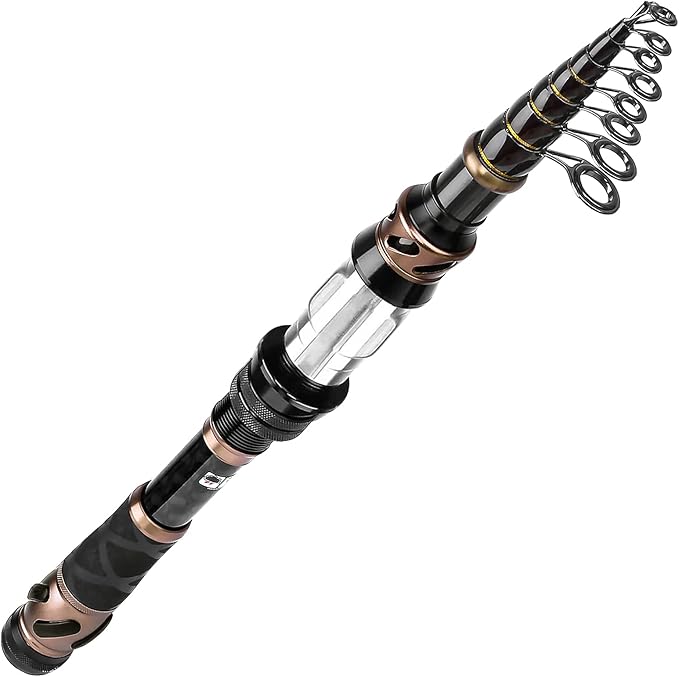 PLUSINNO Fishing Rod and Reel Combos - Carbon Fiber Telescopic Fishing Pole - Spinning Reel 12 +1 Shielded Bearings Stainless Steel BB