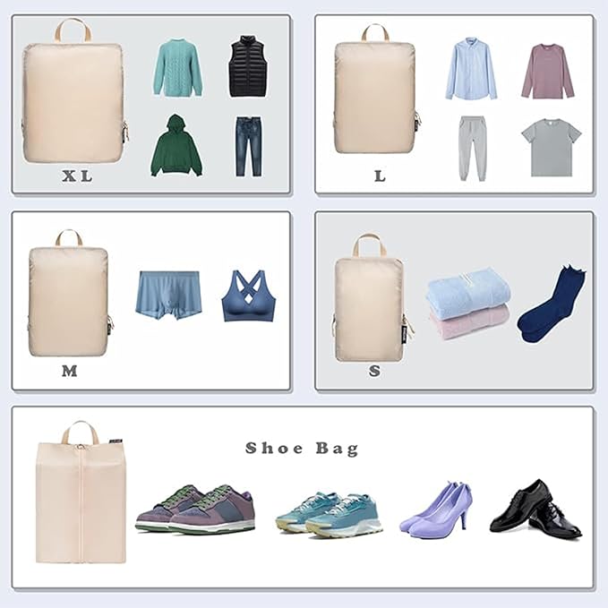 BAGAIL 6 Set Ultralight Compression Packing Cubes Packing Organizer for Travel Accessories Luggage Suitcase Backpack