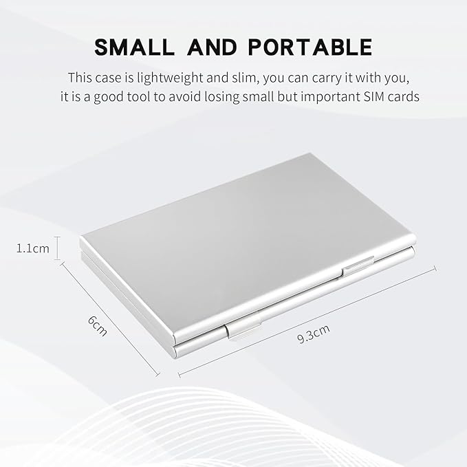 Aluminum SIM Card Case, 24Slots Ultrathin SIM Card Holder, Fit for 24 Micro sim Card, Silver