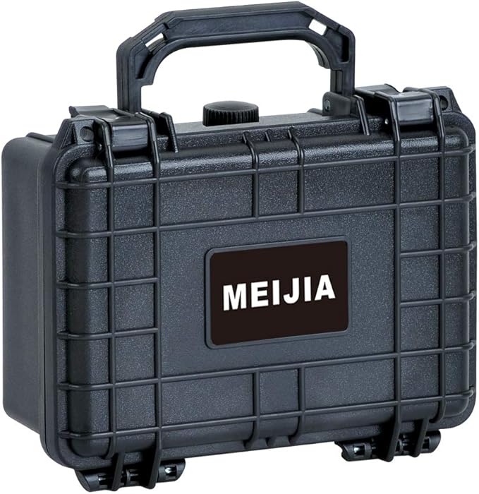 MEIJIA Portable All Weather IP67 Waterproof Protective Case, Hard Case,Camera Case With Customizable Foam,Fit Use of Drones, Cameras,Equipments (Black, 8.12x6.56x3.56inches)