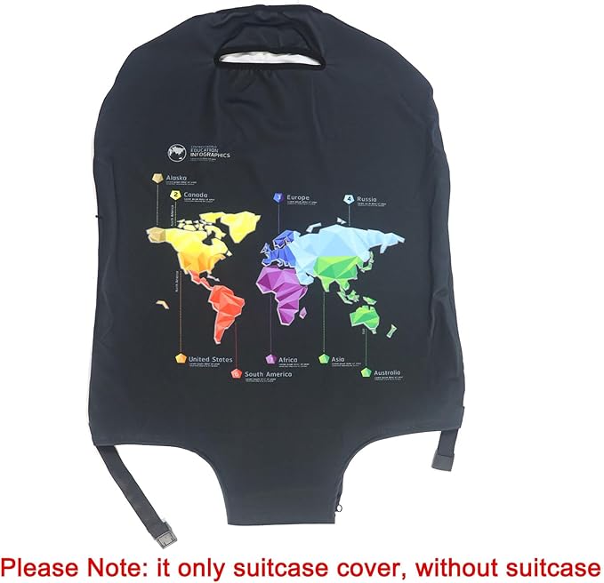 MosaiRudo Thicker Luggage Cover Elastic Suitcase Cover Protector Fits 18-32 Inch Suitcase Travel Accessories (Abstract Map, L)