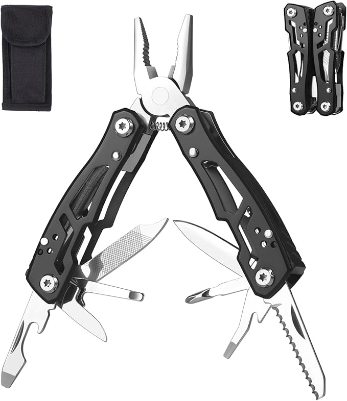 MINI Multitool Pliers, Birthday Christmas Gifts for Men Boyfriend Dad Husband Women, Pocket Knife 14-In-1, Rugged and Practical Portable Computer and Bike Gadgets, Black Camping and Survival Tools