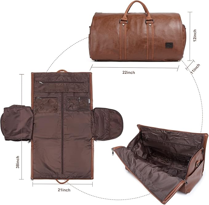 seyfocnia Convertible Travel Garment Bag,Carry on Garment Duffel Bag for Men Women - 2 in 1 Hanging Suitcase Suit Business Travel Bag