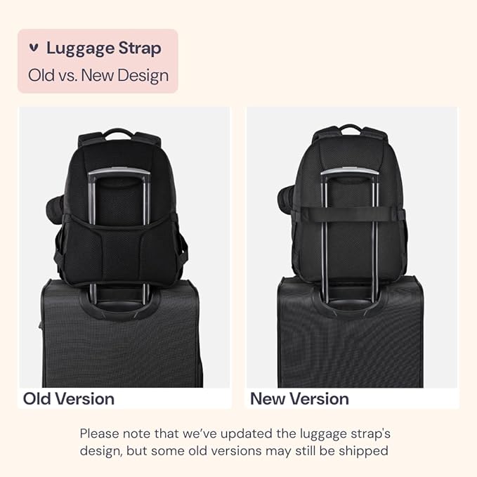 BabbleRoo Diaper Bag Backpack, Travel Backpack with Changing Pad, Pacifier Case & Stroller Straps, Multifunction, Waterproof, Unisex – Black