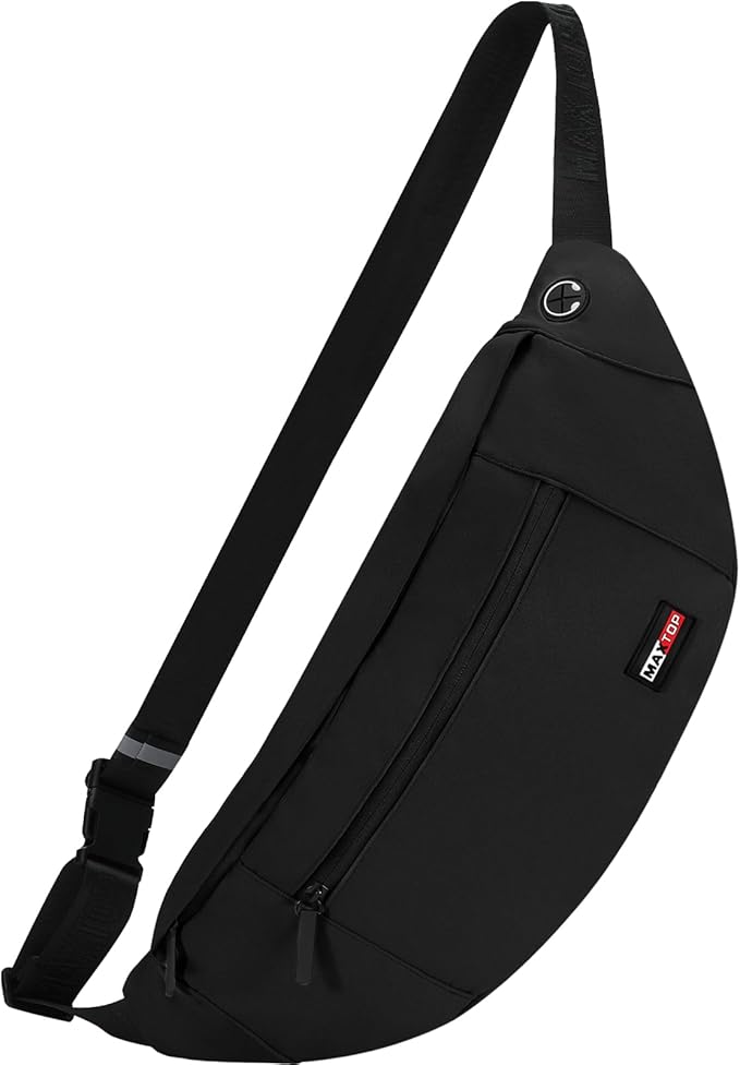 MAXTOP Large Crossbody Fanny Pack with 4-Zipper Pockets,Gifts for Enjoy Sports Festival Workout Traveling Running Casual Hands-Free Wallets Waist Pack Phone Bag Carrying All Phones