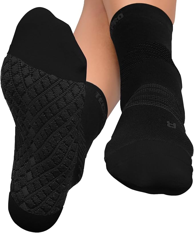 TechWare Pro Plantar Fasciitis Socks – Cushion Ankle Compression Socks Women & Men. Achilles Tendonitis Brace & Arch Support