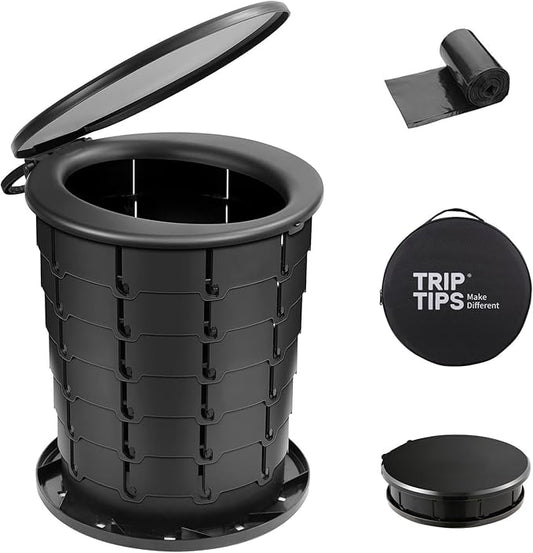 TRIPTIPS Upgrade Retractable Portable Toilet Travel Toilet Adjustable Height Camping Toilet Portable Potty for Adults Kids, Foldable Portable Toilet for Camping/Car