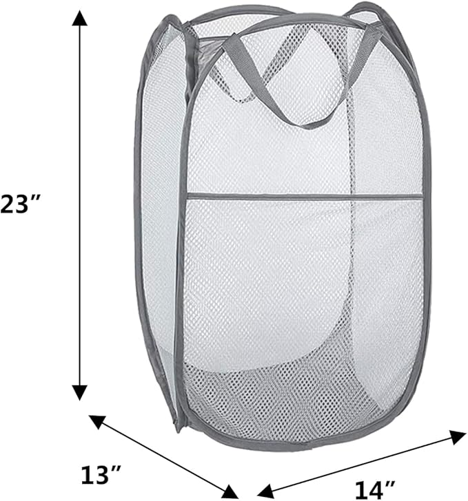 Extra Large Laundry Bags 6 Pack with 1 Pack Pop Up Hamper, Varied Colors Travel Laundry Bags 30"x40", Foldable Mesh Laundry Basket, for college dorm and apartment dwellers (7PCS)