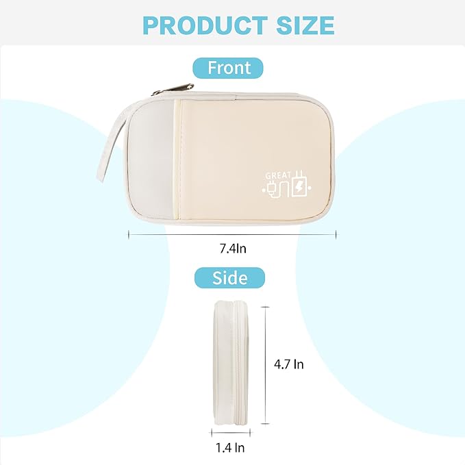 Electronics Travel Organizer,Portable Waterproof Electronic Travel Storage Bag for Small Charging Cord Storage,Charger,Small Electronics,SD Card,with 5 Cable Ties,for Travel,Business-Beige