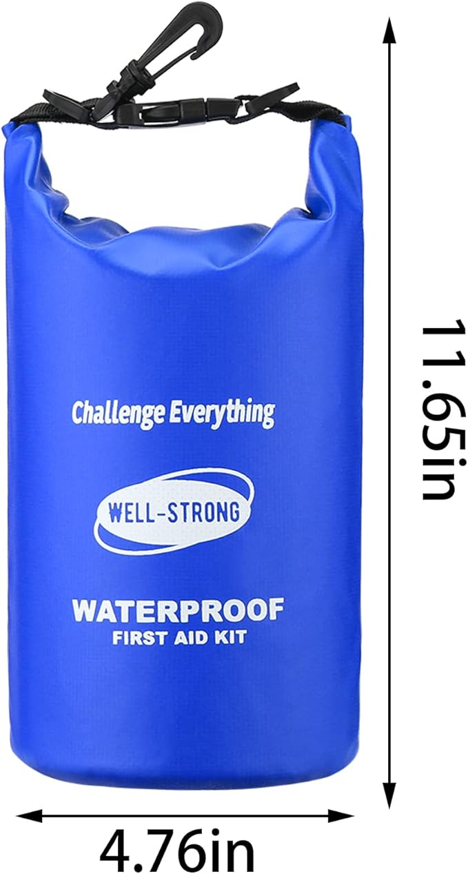 Dual Waterproof Boat First Aid Kit, Emergency Marine Kit with Buckles, Compact Boat Safety Accessories for Fishing Kayaking Boating Swimming Camping Rafting Beach Blue