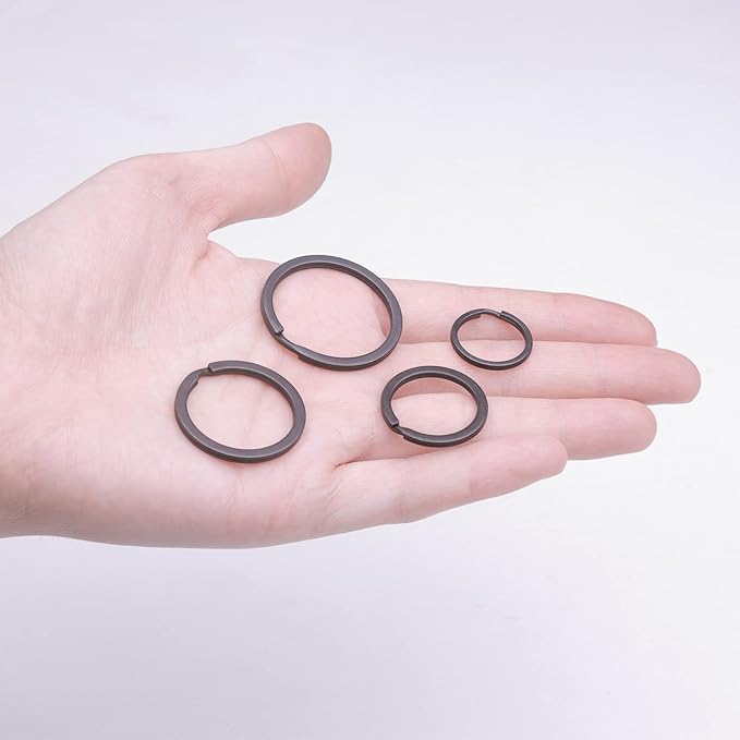 40 Pack Key Ring Keychain Mix 4 Sizes Black Metal Flat Split Key Chains Rings for Home Car Dog Tag Office Lanyards Keys Attachment